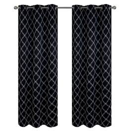 RT Designers Collection - RT Designer Collection Gable Embroidered Blackout Luxurious Decorative Grommet Curtain Panel 54" x 84" - Black