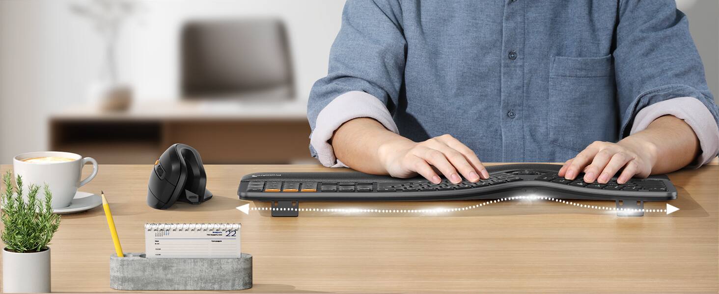 Alt View 2. ProtoArc - Wireless Bluetooth Keyboard , Backlit Ergonomic Bluetooth Keyboard - Black.
