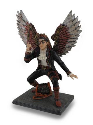 Front. Veronese Design - Hand Painted Steampunk Guardian Angel Statue / Figure - Multicolored.