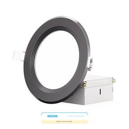 Infibrite - 4 In. Ultra-Thin Recessed LED Downlight 9W 750LM Adjustable white Wet Rated, Triac Dimmable Trim 12-Pack - Black