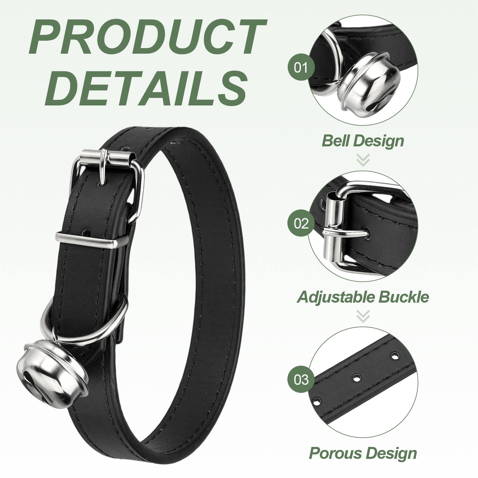 PRODUCT DETAILS

01 Bell Design

02 Adjustable Buckle

03 Porous Design