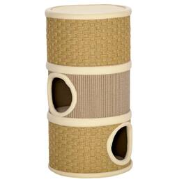 Pawhut - 28 Inch Cat Condo, 3 Story Cat Hideaway with Sisal Scratching Pad, Barrel Shaped Small Cat Tree for Indoor Cats
