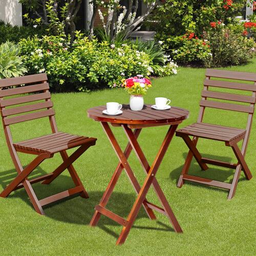 Alt View 9. Winado - Round Wooden 24inch Folding Side Patio Bistro Table for Indooor/Outdoor Garden - Teak.