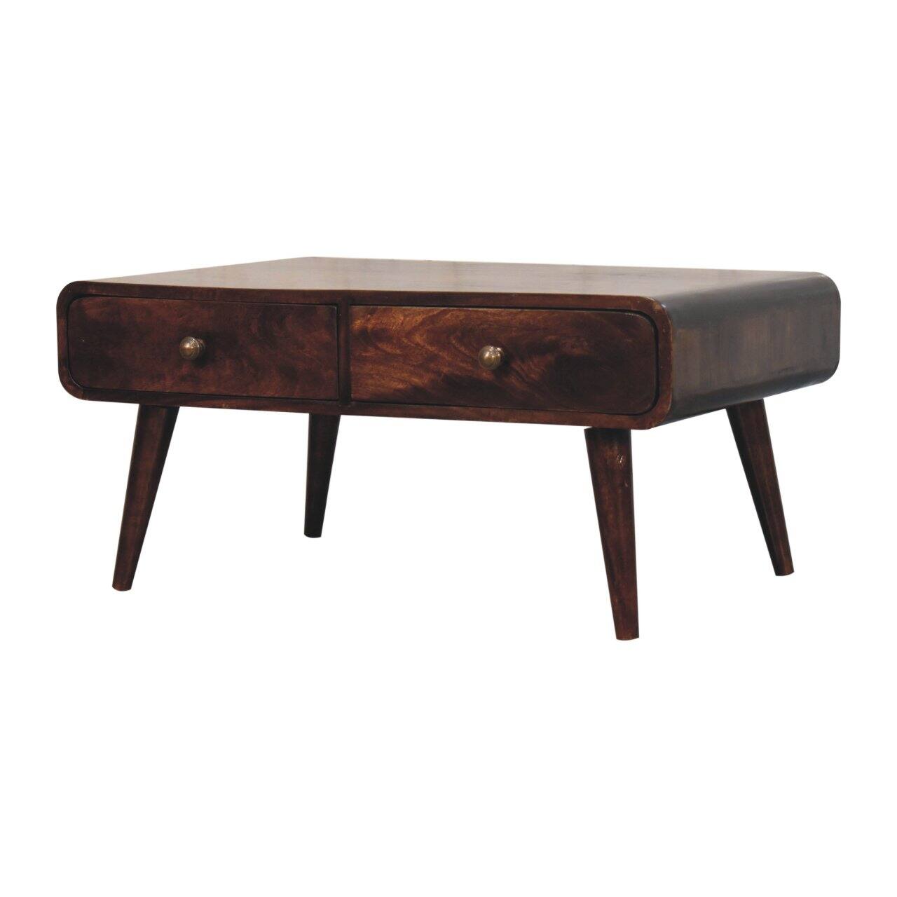 Angle. Artisan Furniture - Artisan Furniture Solid Wood California Walnut Sonata Coffee Table, 2 Drawers, Dark Brown - Brown.