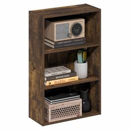 Furinno - Basic 3-Tier Open Shelf Bookcase, Bookshelf, Storage Organizer, 7 x 17 x 26 - Amber Pine