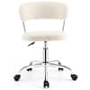 Front. Costway - Swivel Adjustable Faux Fur Computer Desk Chair - White.