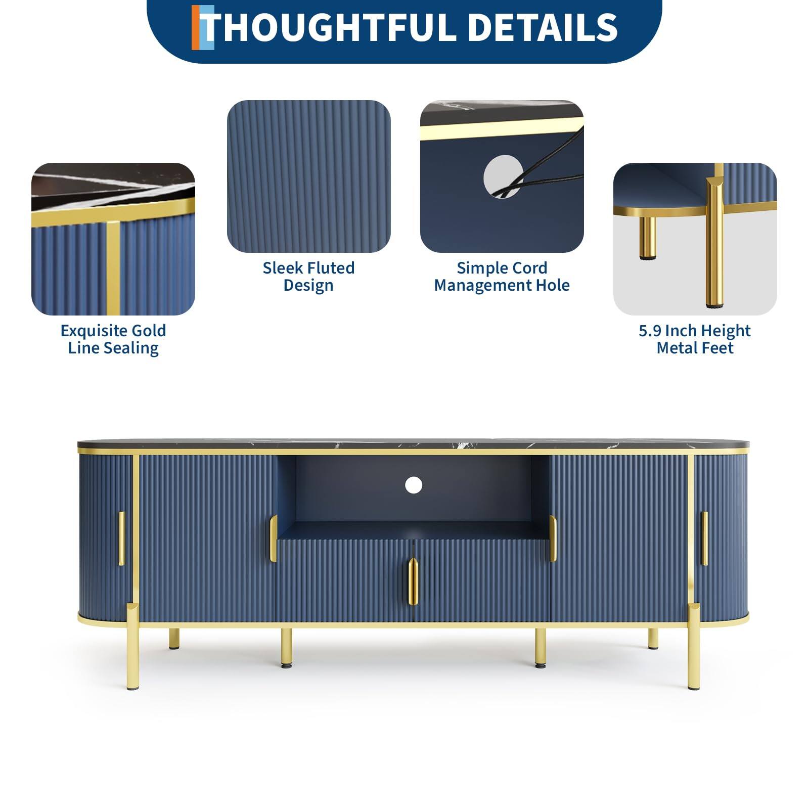 Thoughtful Details

- Exquisite Gold Line Sealing
- Sleek Fluted Design
- Simple Cord Management Hole
- 5.9 Inch Height Metal Feet