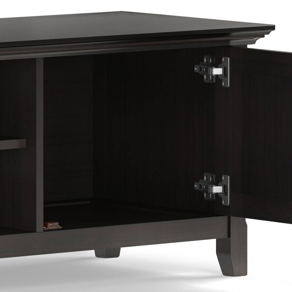 Alt View 3. Simpli Home - Amherst 72 inch Solid Wood Low TV Media Stand in Hickory Brown - Hickory Brown.