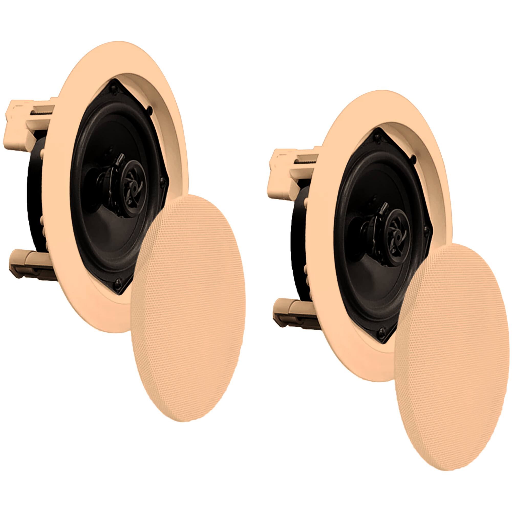 Alt View 4. Pyle - Pyle PDIC Series 150W 5.25" Flush Mount In Wall/In Ceiling Speaker, 2 Pair, Tan.