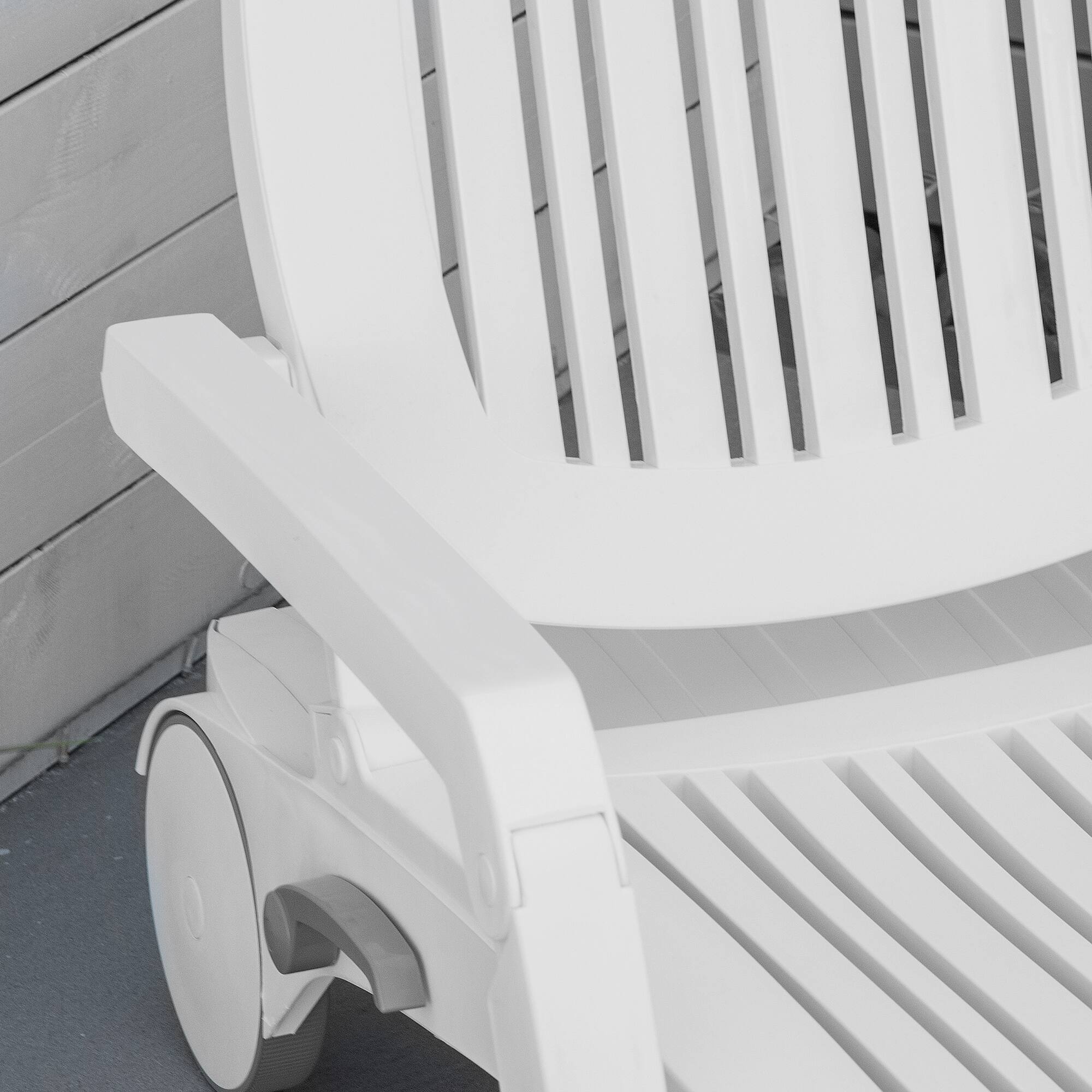 Alt View 7. Outsunny - Outdoor Chaise Lounge Chair on Wheels with Storage Box, Waterproof Lounger with Quick Assembly, Folding Design - White.