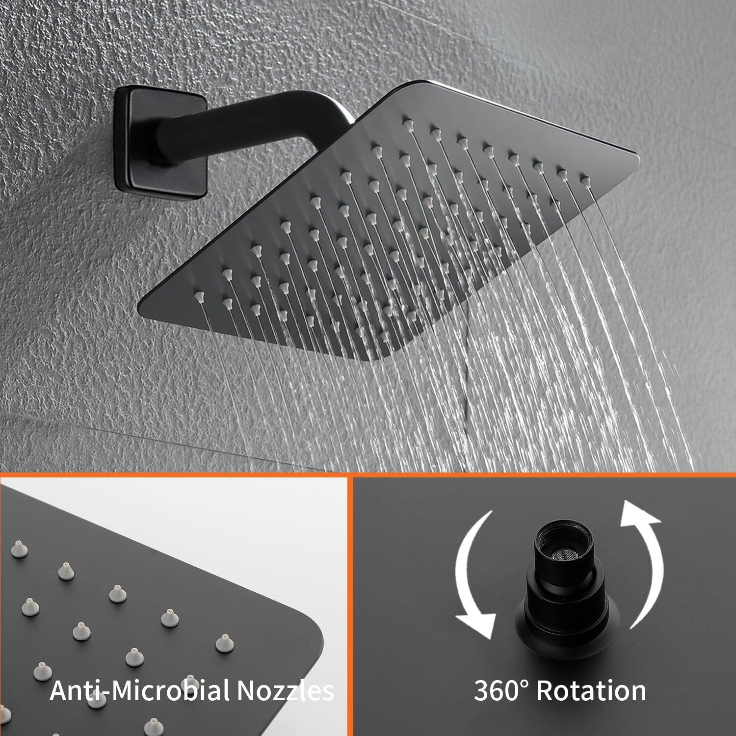 Anti-Microbial Nozzles  
360° Rotation
