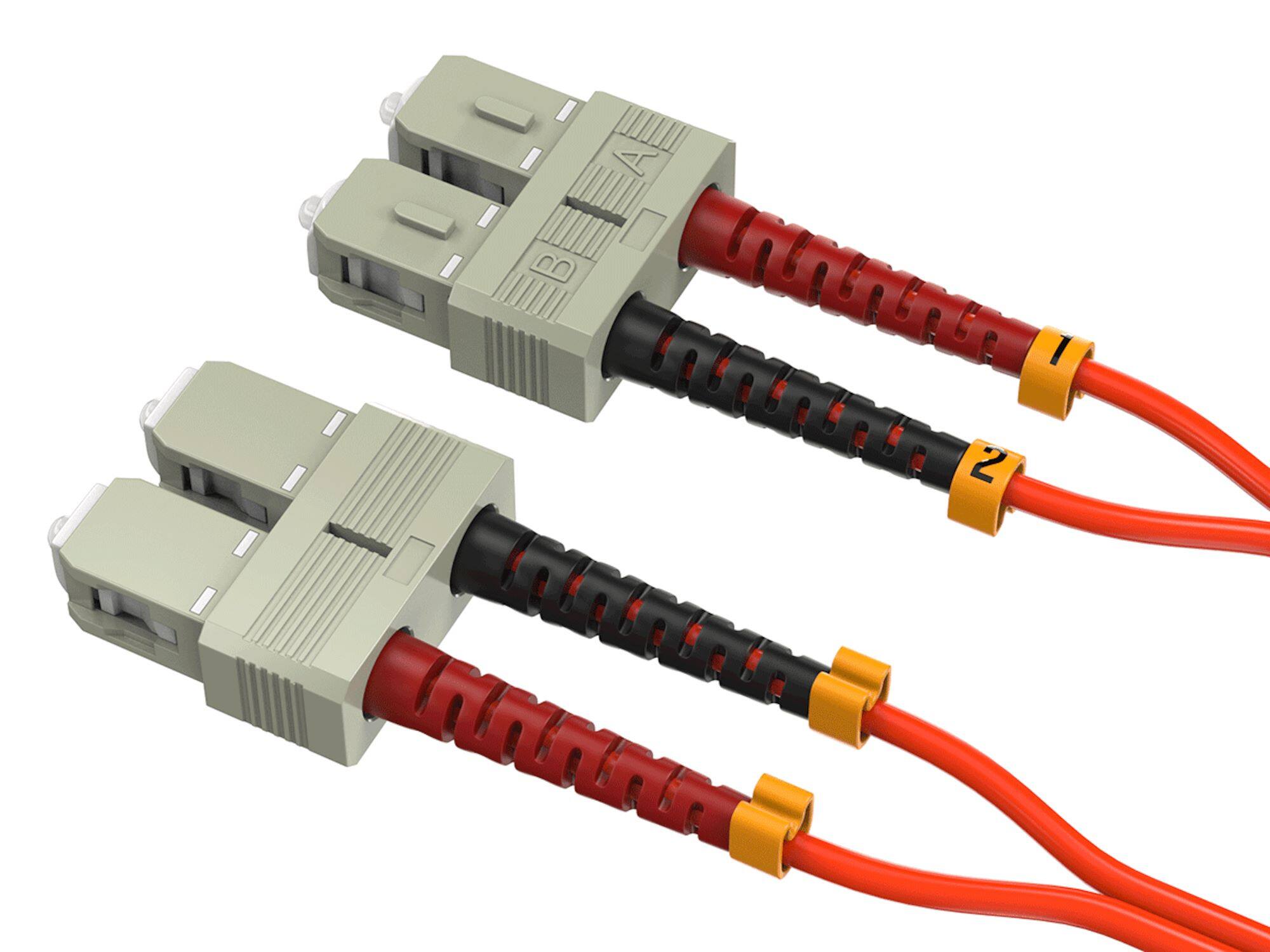 Left. Sanoxy - 1m SC/SC Duplex 50/125 Multimode OM2 Fiber Optic Cable - Multi.