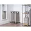 Left. TRINITY - BASICS | 2-Bag White Laundry Cart | Champagne Poles - Champagne.