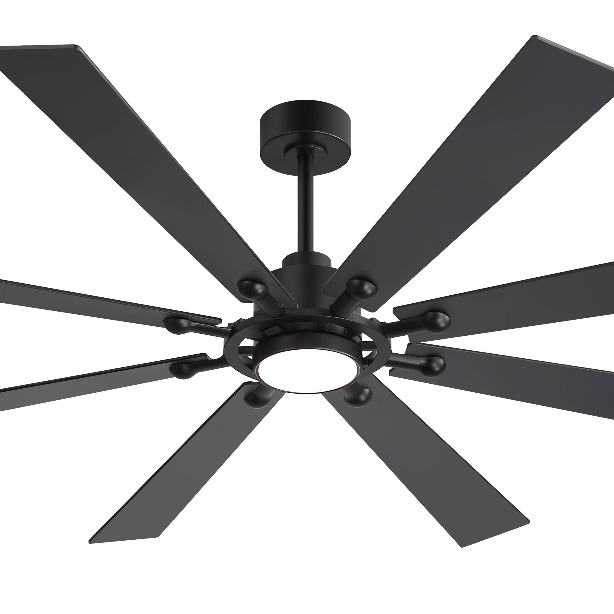Alt View 8. Breezary - 72-Inch LED Ceiling Fan, 8 Blades, 22W DC Motor, 3 Color Temperatures, Remote Control, 6 Speed Settings, 6"&10" Downrods - 72-inch Black.