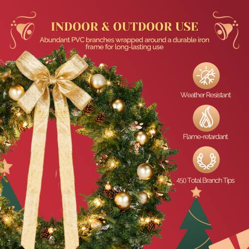 INDOOR & OUTDOOR USE  
Abundant PVC branches wrapped around a durable iron frame for long-lasting use  

Weather Resistant  
Flame-retardant  
450 Total Branch Tips