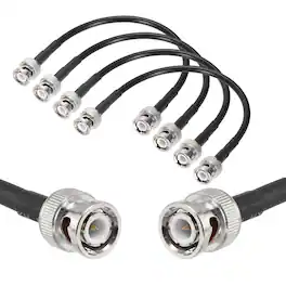 Unique Bargains - 4pcs RG58 Coaxial Cable BNC Male to BNC Male 50 Ohm 0.7ft - Black