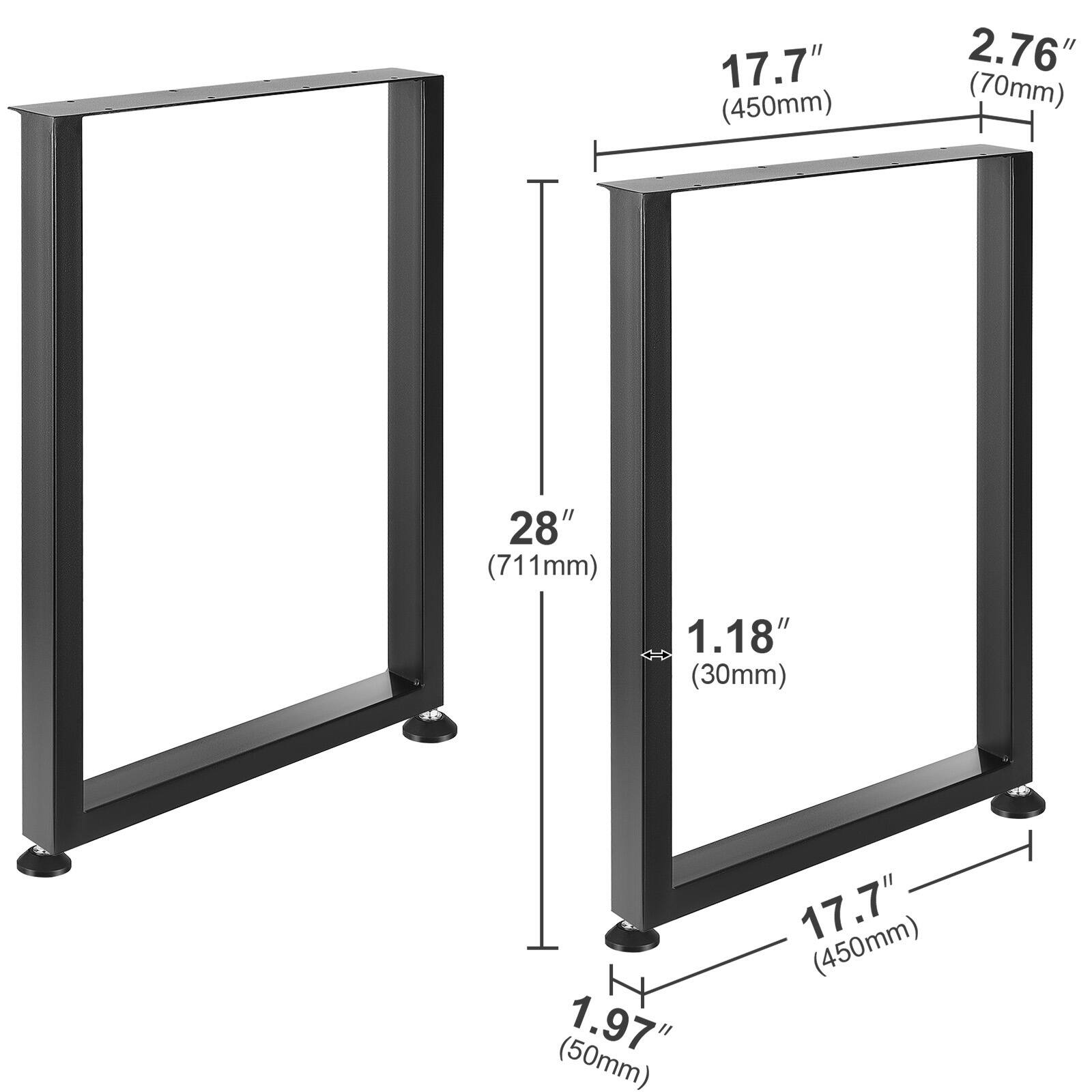 The text can be grouped as follows:

- Width: 28" (711mm)
- Height: 17.7" (450mm)
- Depth: 1.97" (50mm)
- Leg width: 1.18" (30mm)
- Leg height: 2.76" (70mm)
