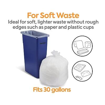 For Soft Waste  
Ideal for soft, lighter waste without rough edges such as paper and plastic cups  
Fits 30 gallons