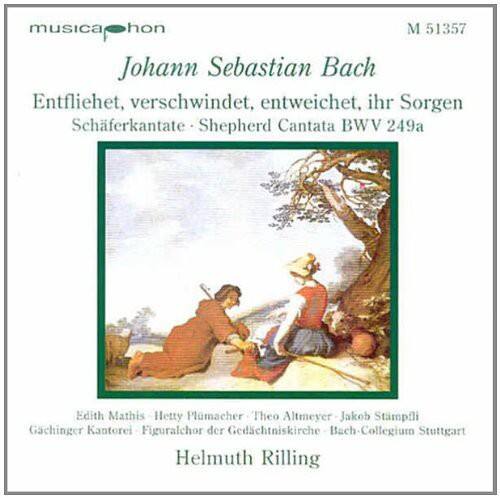 musicaphon  
M 51357  

Johann Sebastian Bach  
Entfliehet, verschwindet, entweichet, ihr Sorgen  
Schäferkantate - Shepherd Cantata BWV 249a  

Edith Mathis - Hetty Plumacher - Theo Altmeyer - Jakob Stämpfli  
Gächinger Kantorei - Figuralchor der Gedächtniskirche - Bach Collegium Stuttgart  
Helmuth Rilling