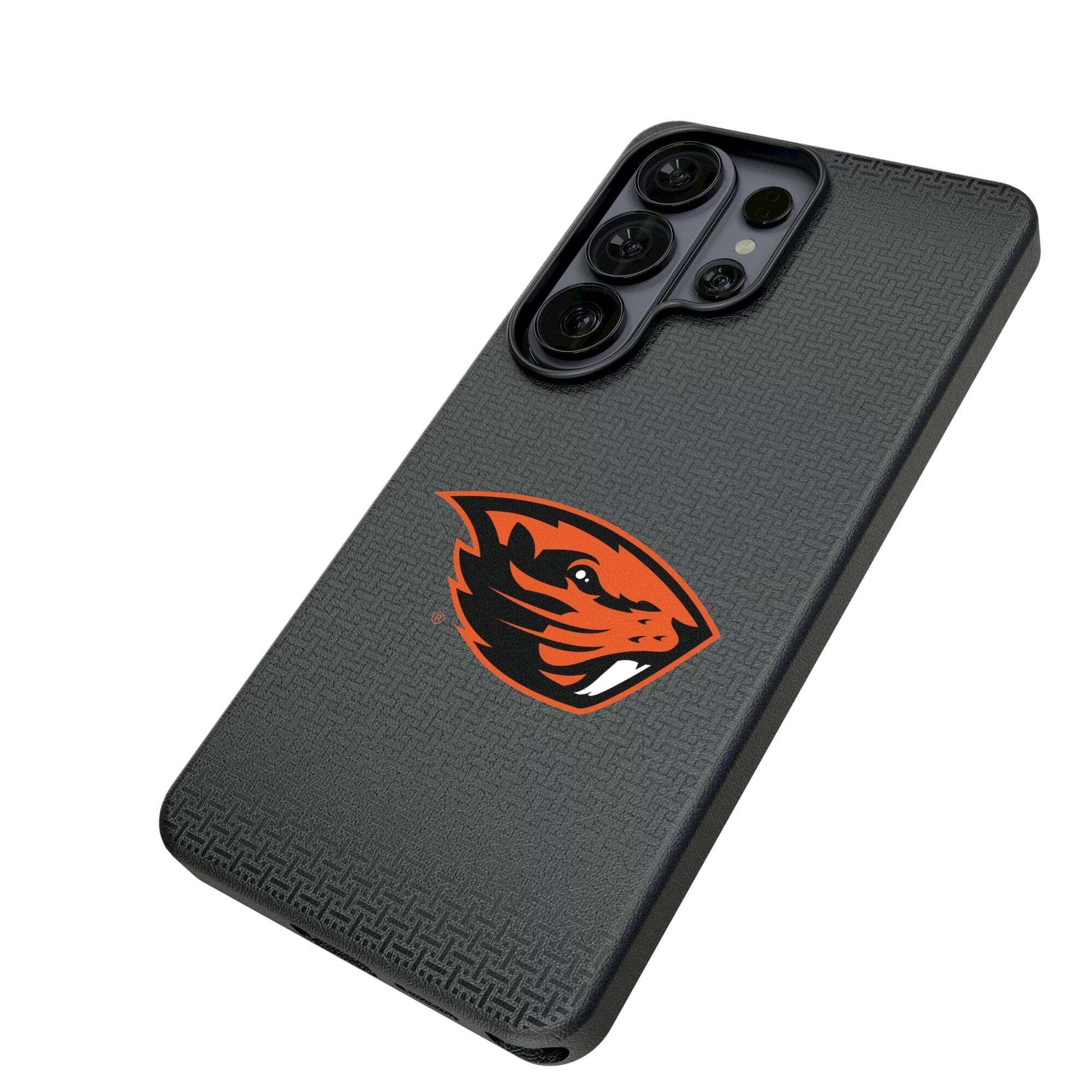 Alt View 1. Keyscaper - Oregon State Beavers Linen Galaxy Magnetic Bump Case - S25 Ultra - Black.
