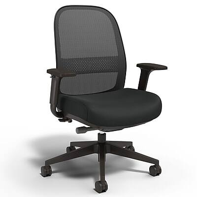 Front. Workplace 2.0 - Workplace2.0™ Bedford Ergonomic Fabric/Mesh Swivel Task Chair, Black (UN60991) - Black.