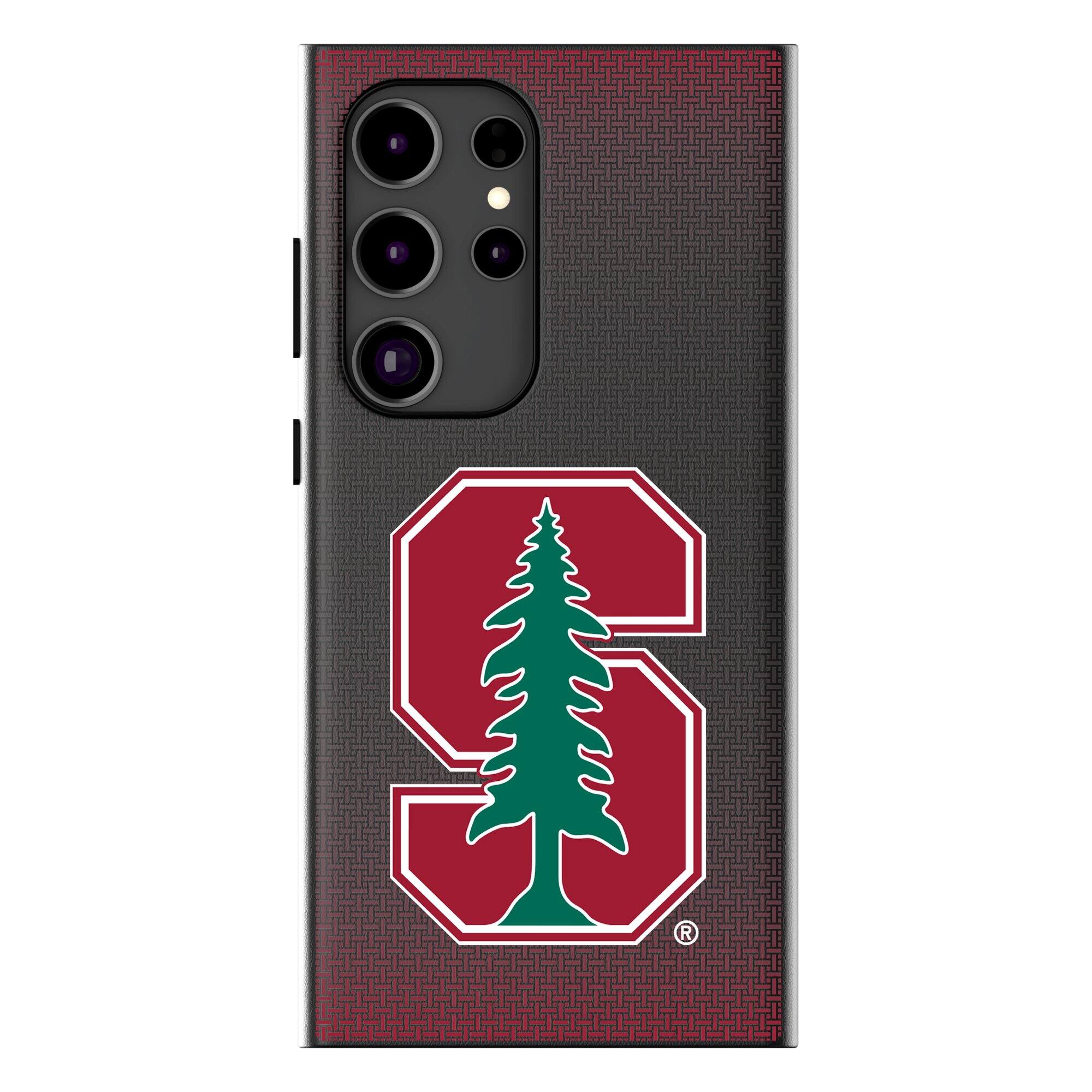 Front. Keyscaper - Stanford Cardinal Linen Galaxy Magnetic Bump Case - S25 Ultra - Black.