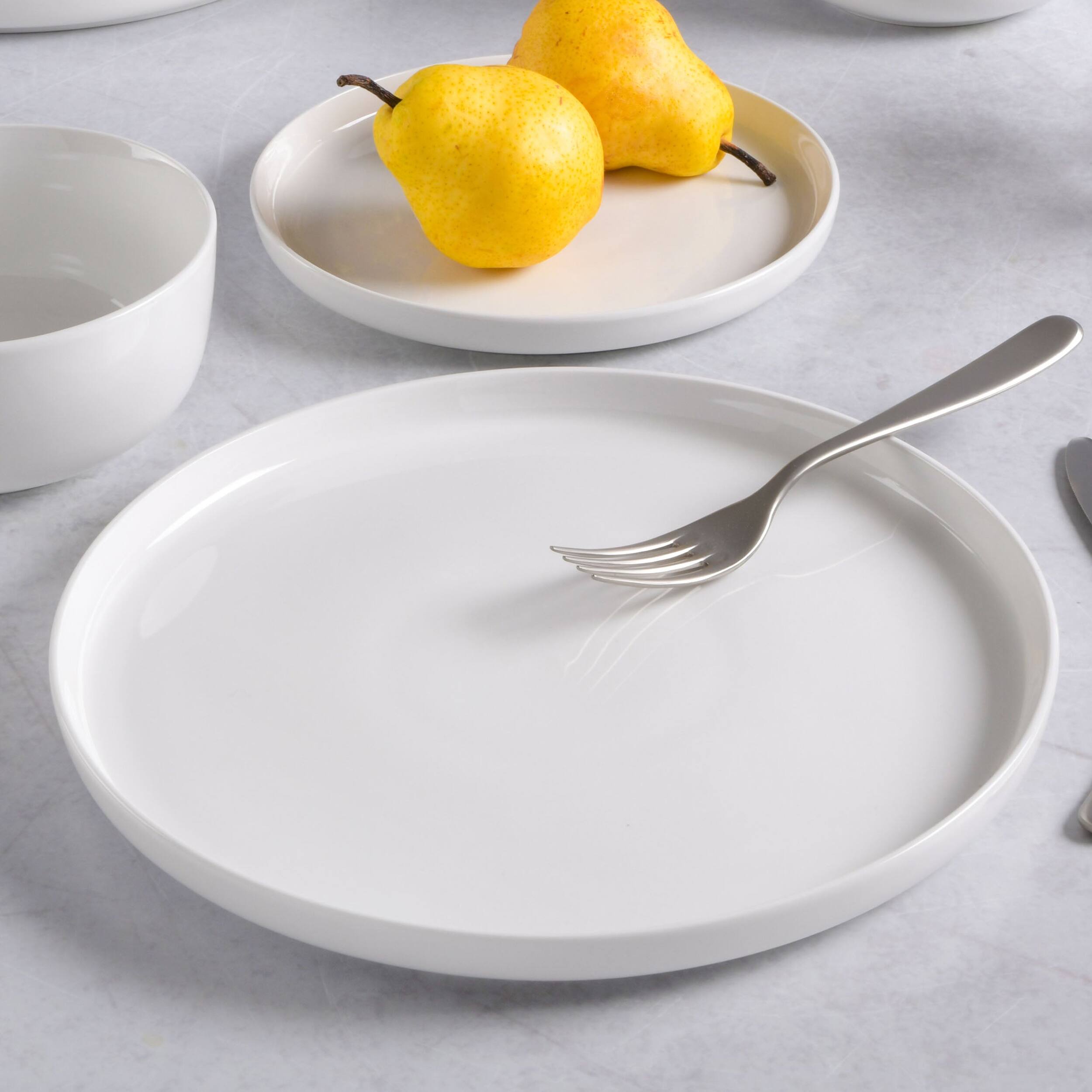 Alt View 3. Gibson - Gibson Home Oslo 8 Piece 10.5 Inch Porcelain Dinner Plate Set in White - White.