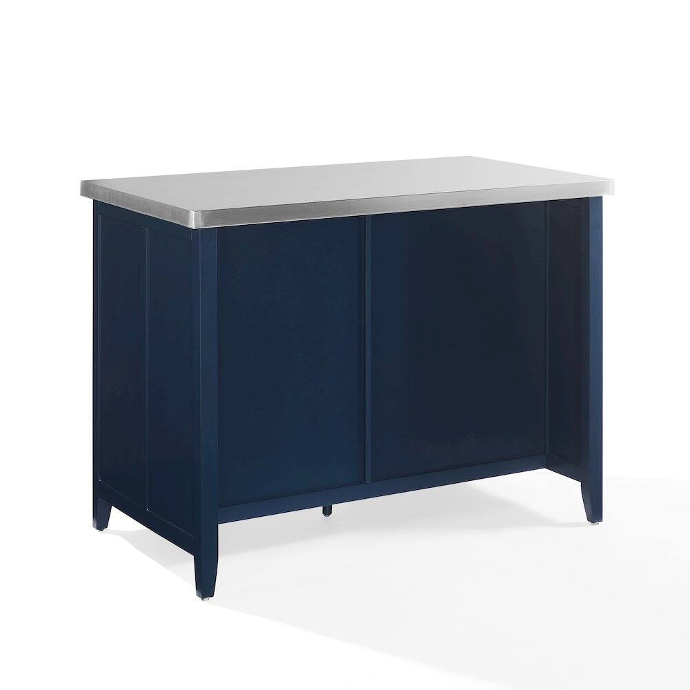 Back. Crosley Furniture - Silvia Stainless Steel Top Kitchen Island - Navy.