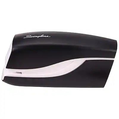 Front. Swingline - Breeze Reduced-Effort Electric Desktop Stapler, 20-Sheet Capacity - Black/White.