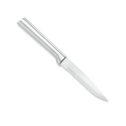 Front. Rada - Cutlery 3.875-Inch Serrated Steak Knife, Aluminum Handle - Silver.