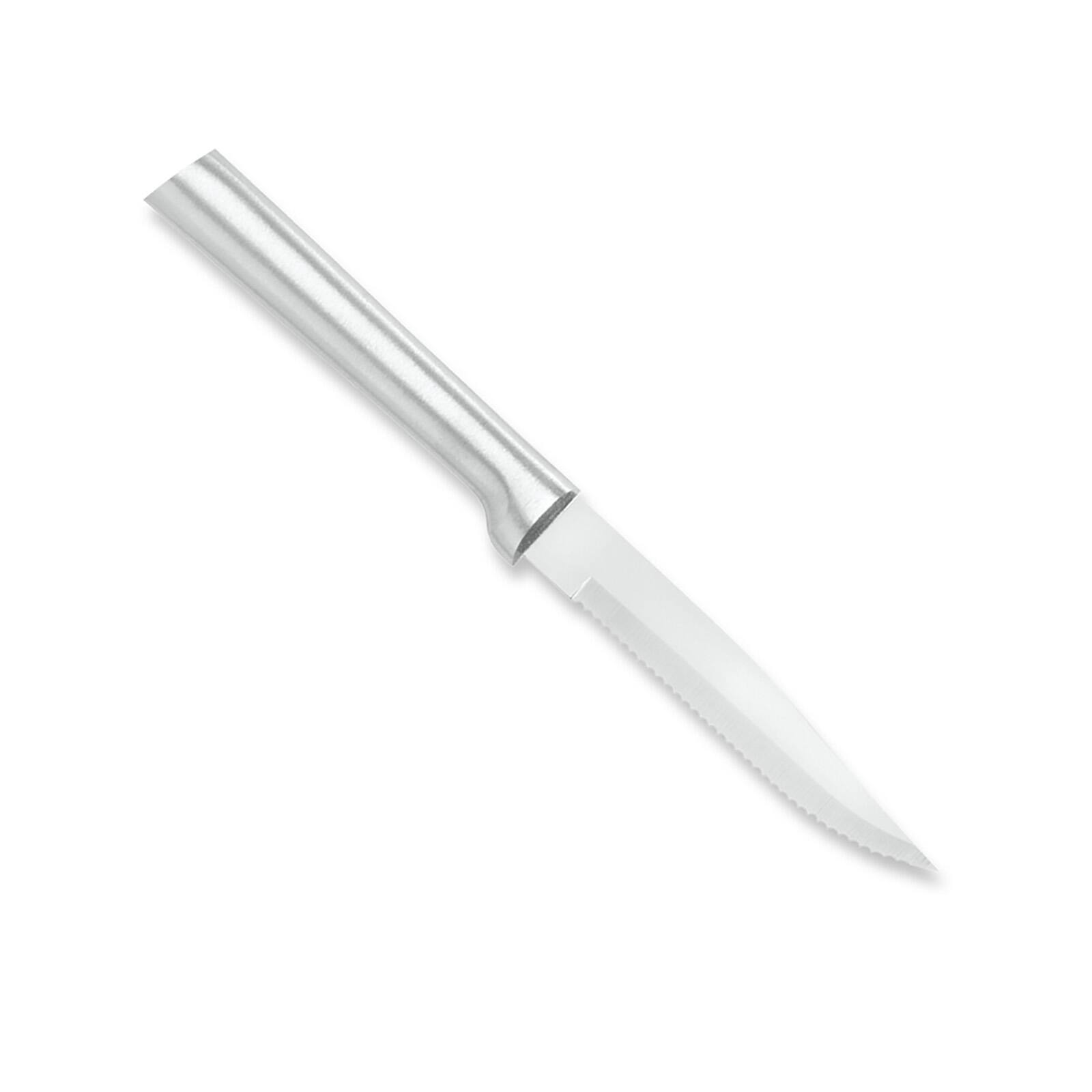 Front. Rada - Cutlery 3.875-Inch Serrated Steak Knife, Aluminum Handle - Silver.
