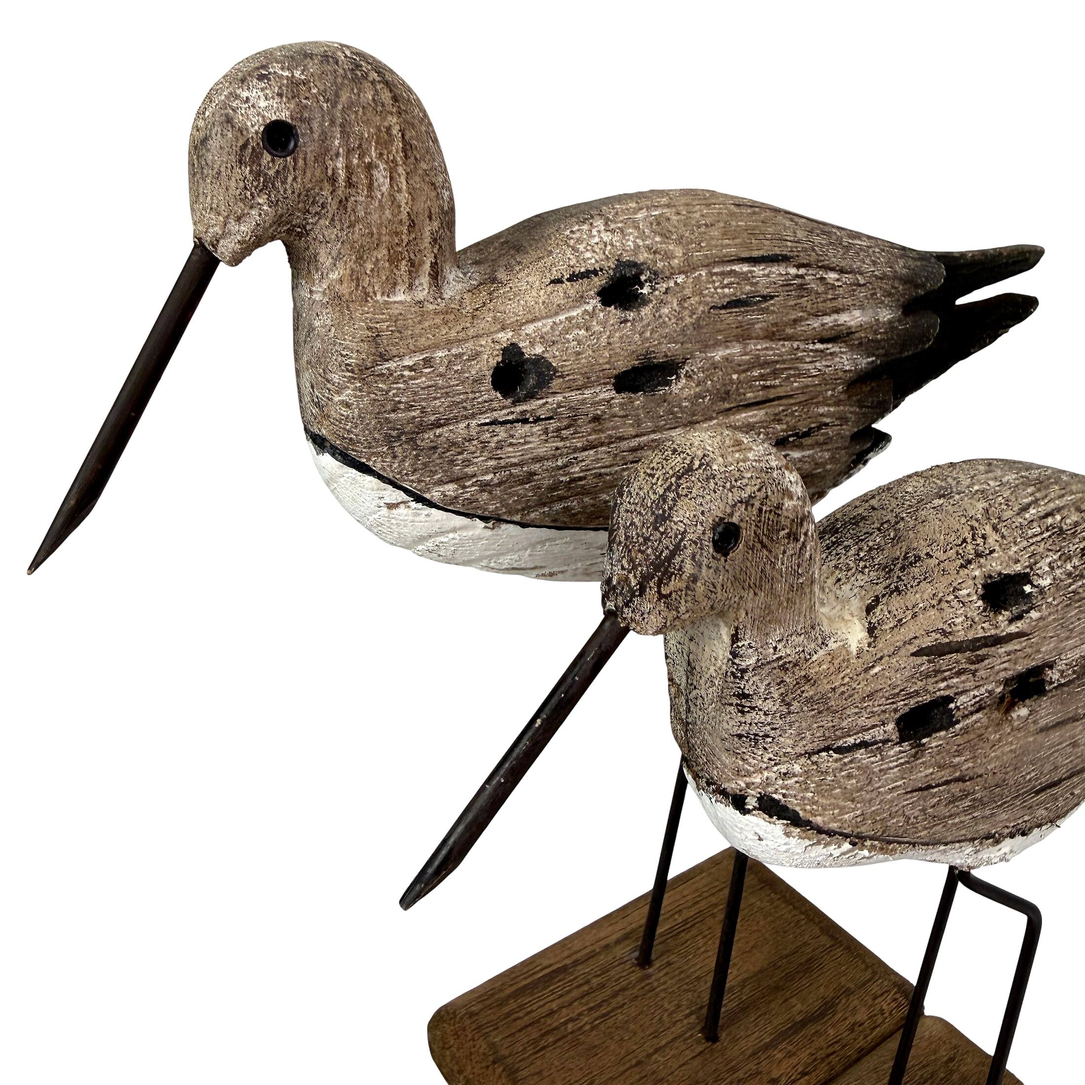 Alt View 8. Things2Die4 - Set of 2 Weathered Wood Sea Bird Statues Coastal Table Decor 10.75 In - Beige.