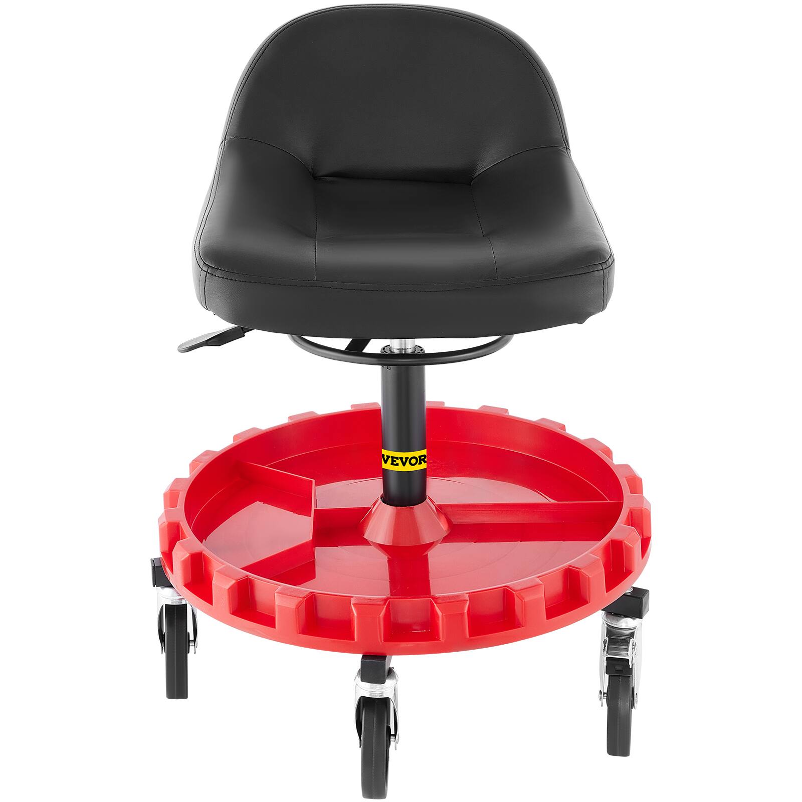 Alt View 5. VEVOR - Shop Stool, 300 LBS Rolling Garage Stool, 22” to 26” Adjustable Height Mobile Rolling Gear Seat, Round Tray Garage - Black.