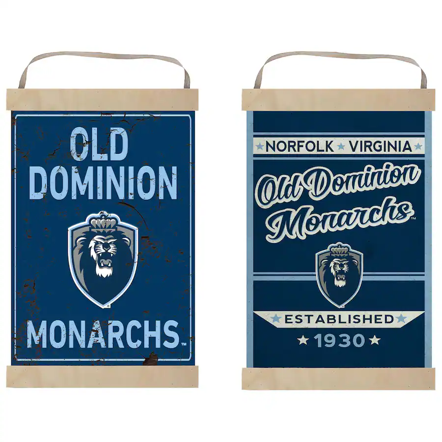 Anner Sign Jardine Old Dominion Monarchs 12'' x 20'' Faux Rust Banner Sign Navy ...