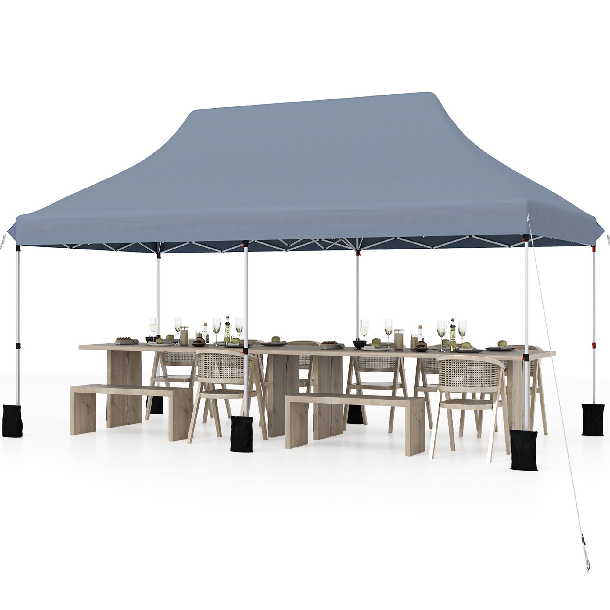 Alt View 9. Gymax - Gymax 10 x 20FT Pop-up Canopy Tent Folding Instant Sun Shelter w/ 3 Adjustable Heights Gray - Gray.