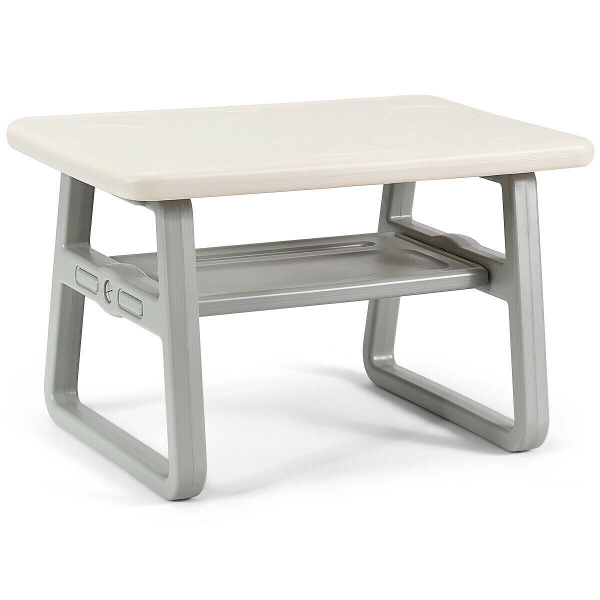 Alt View 8. Gymax - Gymax Kids Table and 2 Chairs Set Toddler Table w/ Storage Shelf For Baby Gift White - White+Gray.