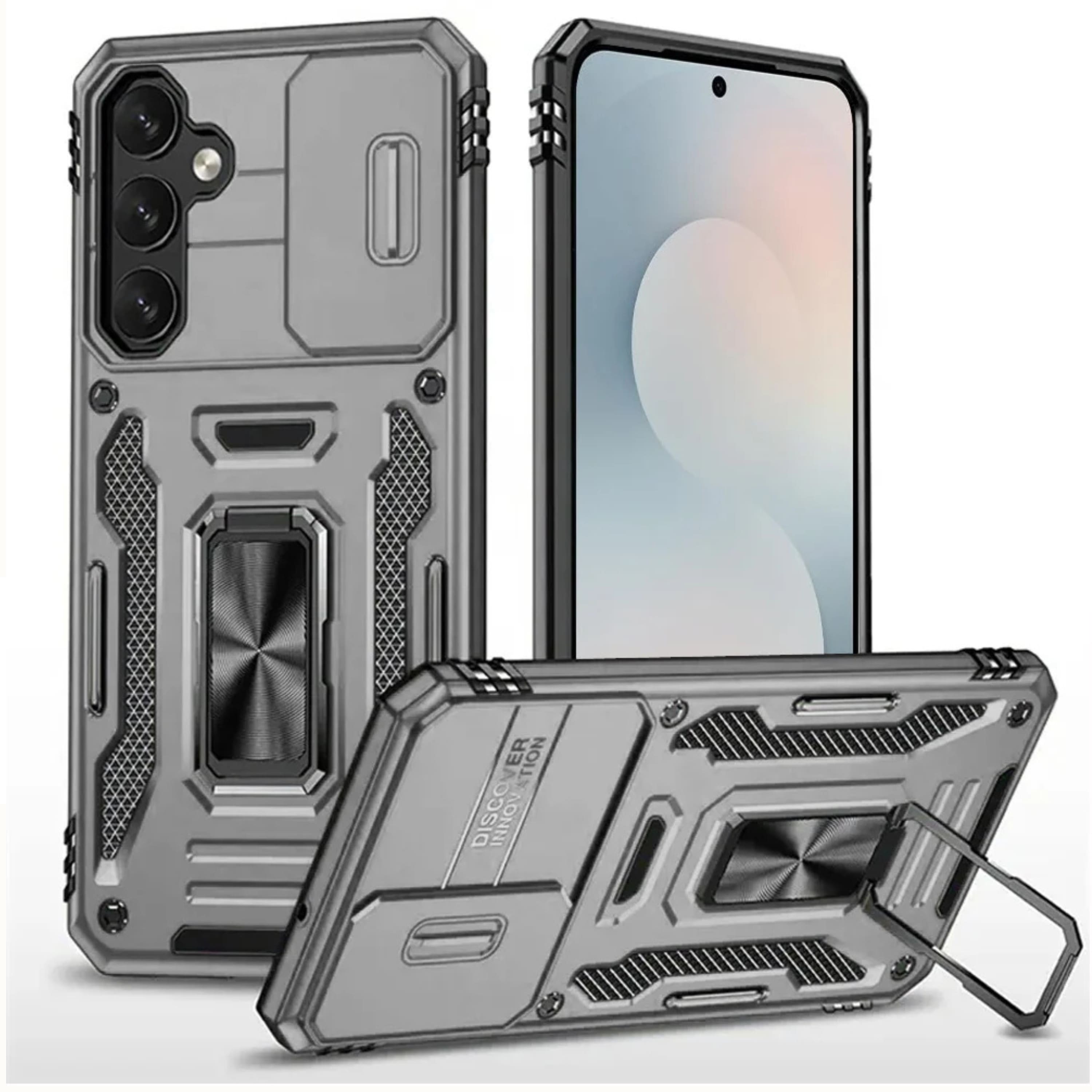 Kitcheniva - Sliding Camera Lens Cover Case With Magnetic Ring Stand And Tempered Glass For Samsung S26 Grey - Gray price history on PriceWatchPro