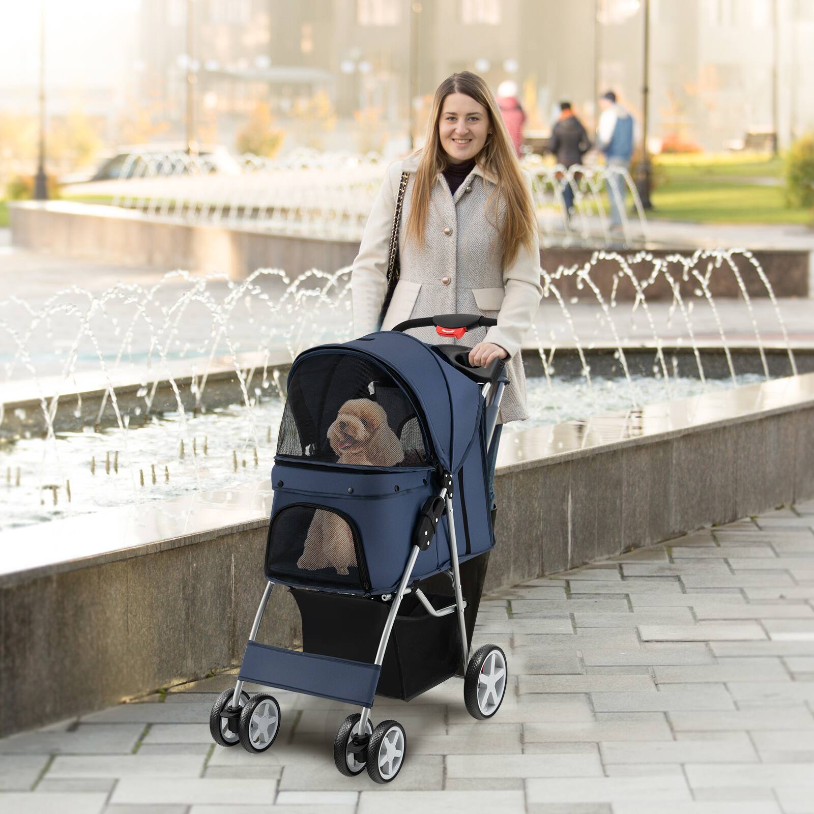 Alt View 1. Costway - Costway Folding Pet Stroller 4-Wheel Pet Travel Carrier w/Storage Basket.