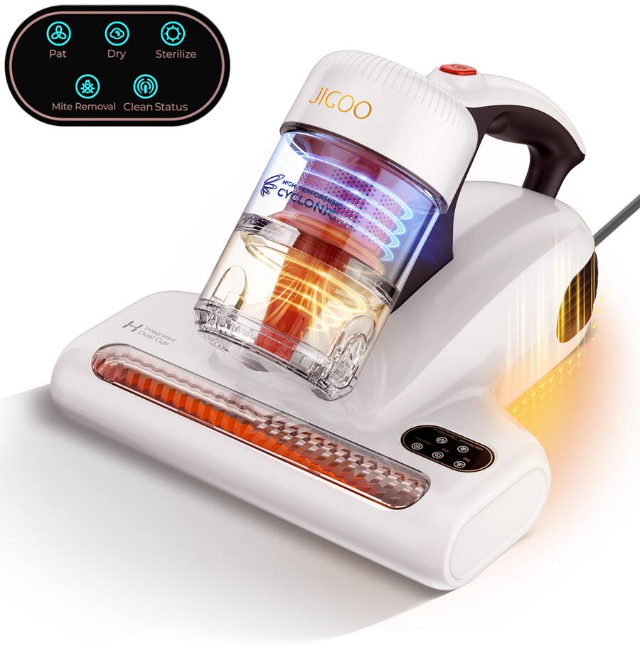 HYCHIKA Mattress & Upholstery Vacuum Cleaner - 15kPa Suction, UV-C Light, Heated Air, HEPA Filter