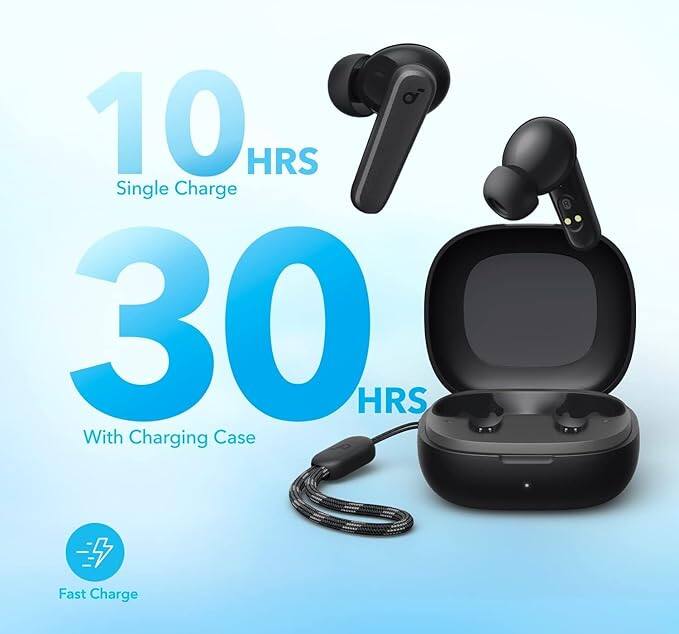 10 HRS Single Charge  
30 HRS With Charging Case  
Fast Charge