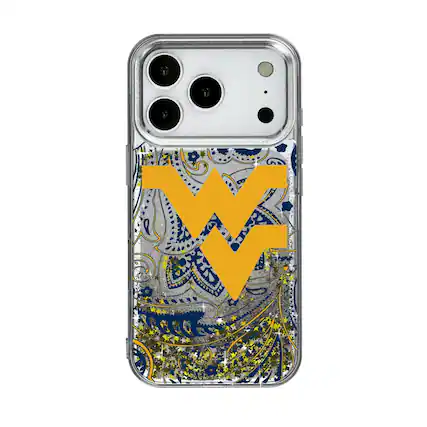 Front. Keyscaper - West Virginia Mountaineers iPhone Glitter Paisley Design Case - 15 - Multicolor.