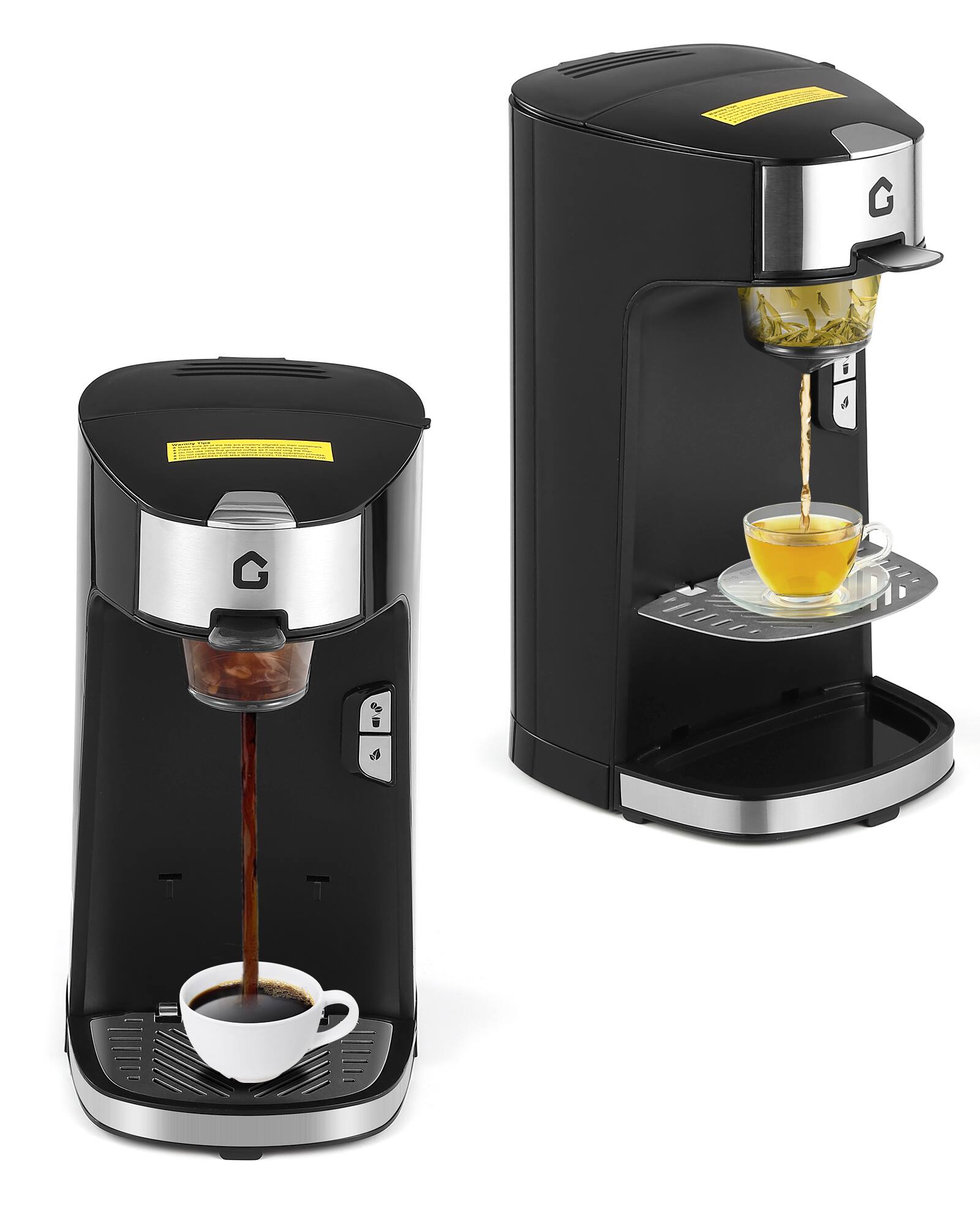 Alt View 1. TROPOW - Small 2-in-1 Coffee Maker for Hot & Iced Coffee, Single Serve Machine - Black.