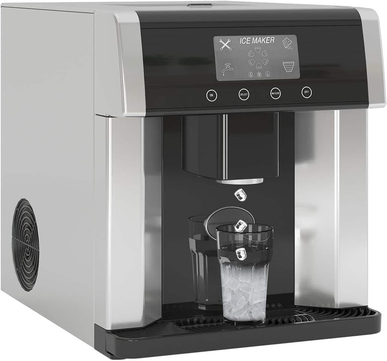 Circus Cirle - 2-in-1 Countertop Ice Maker and Water Dispenser, 33 lbs of ice every 24 hours - Black