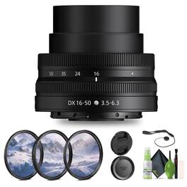 Nikon - NIKKOR Z DX 16-50mm f/3.5-6.3 VR Lens (20084) + Filter Kit + Cap Keeper Bundle (Internationa (International Model) - Black