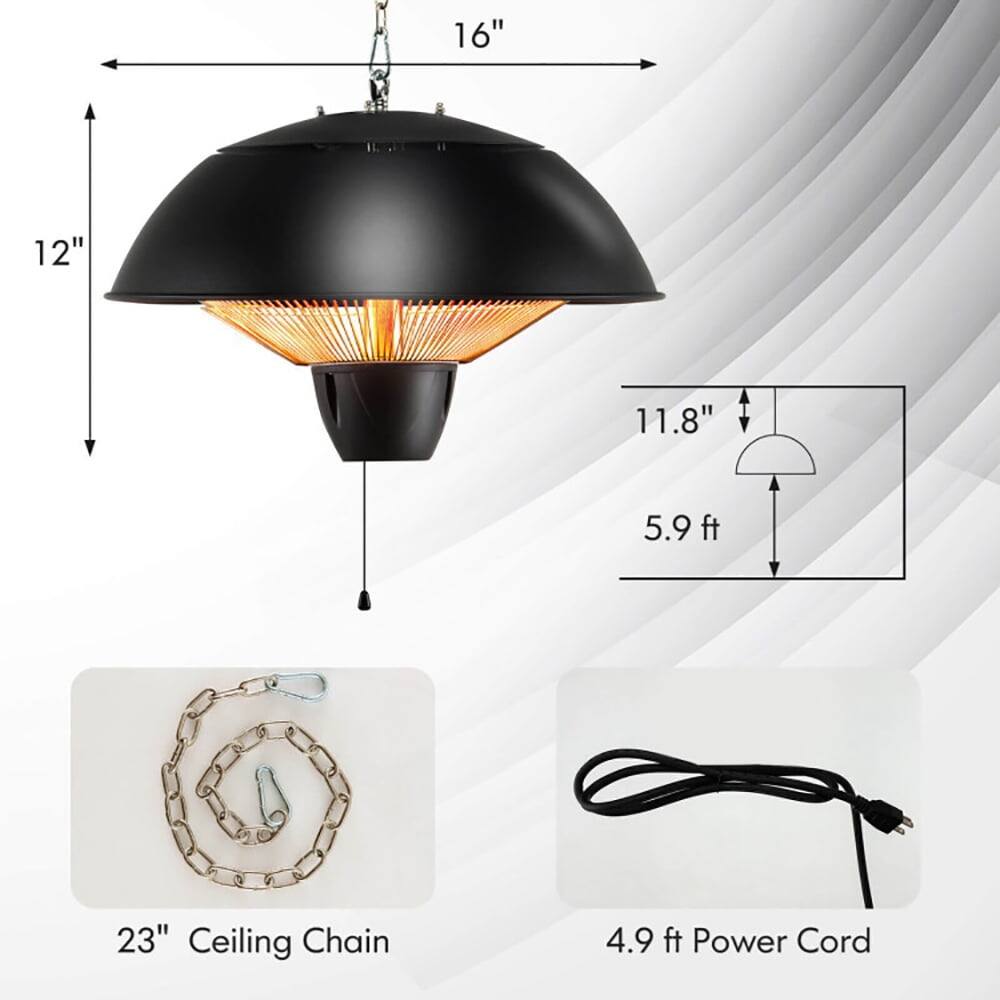 16"  
12"  
11.8"  
5.9 ft  
23" Ceiling Chain  
4.9 ft Power Cord