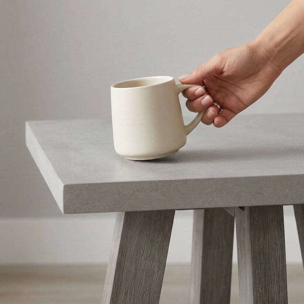 Back. Carolina Chair & Table - Square Accent Table With Grey Wood Base And Concrete Top - Grey.