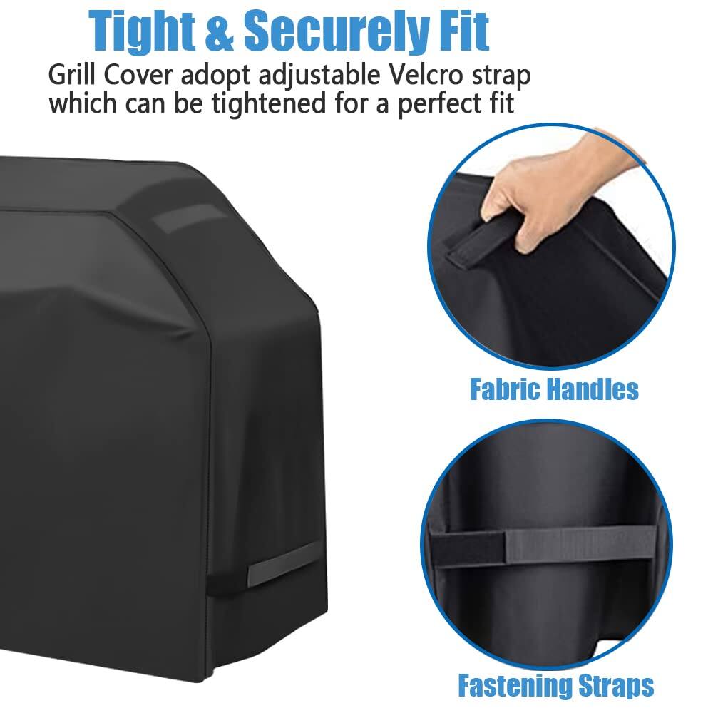 Tight & Securely Fit  
Grill Cover adopt adjustable Velcro strap which can be tightened for a perfect fit  

Fabric Handles  

Fastening Straps