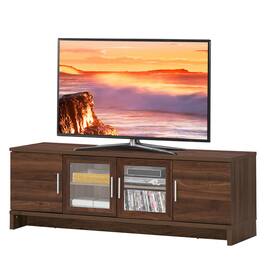 Costway - TV Stand Media Entertainment Center for TV's up to 70'' with Storage Cabinet - Walnut