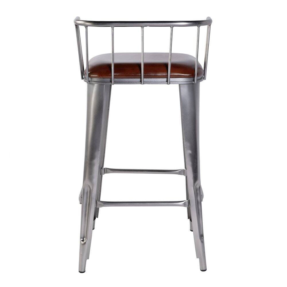 Left. Butler Specialty - Coriander 30.5 in. Seat Height Leather Bar Height Stool - Brown,Silver.