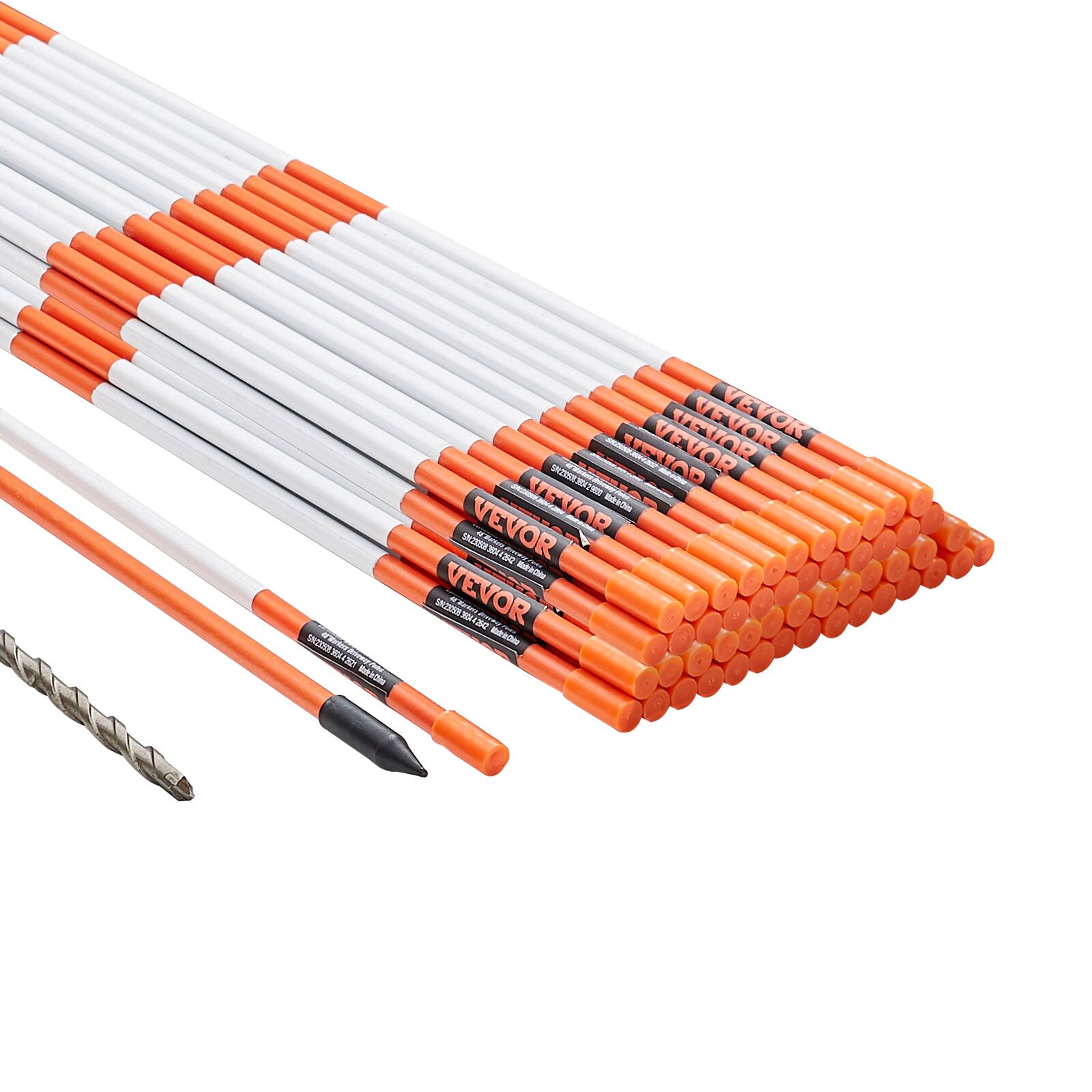 VEVOR - Driveway Markers, 50 PCS 48 inch, 0.31 inch Diameter, Orange Fiberglass Poles Snow Stakes with Reflective Tape - Orange;White price history on PriceWatchPro